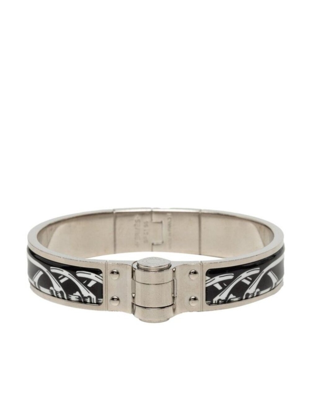 Hermes Charniere PM Bangle Black Silver Metal Bracelet